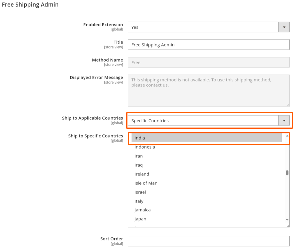 Free Shipping Admin - Magento 2