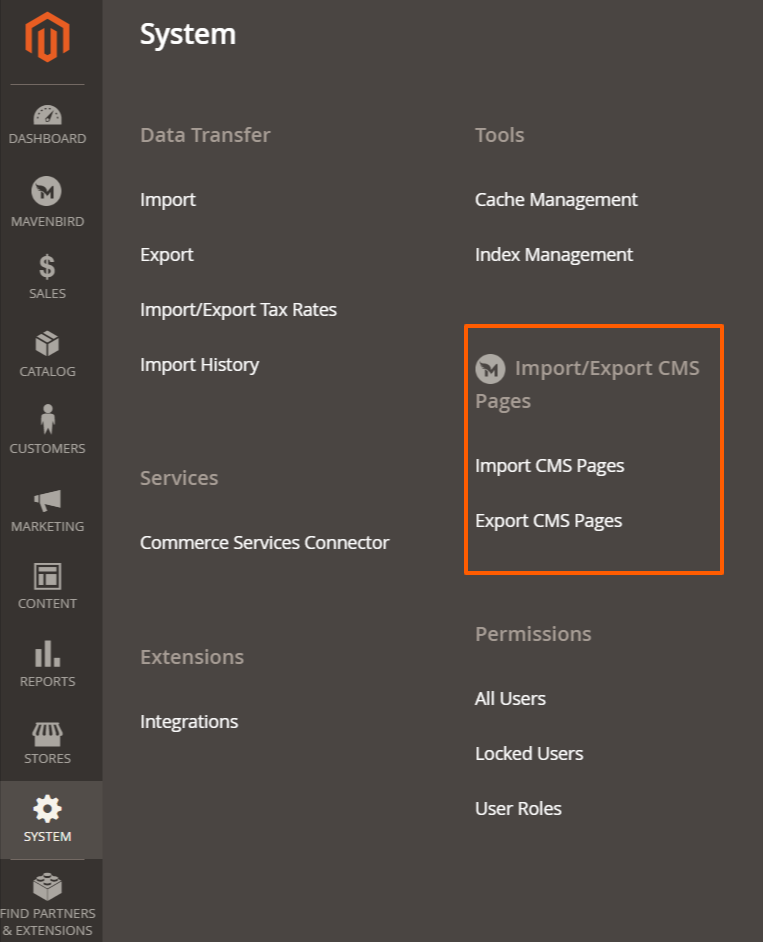 Import CMS Pages