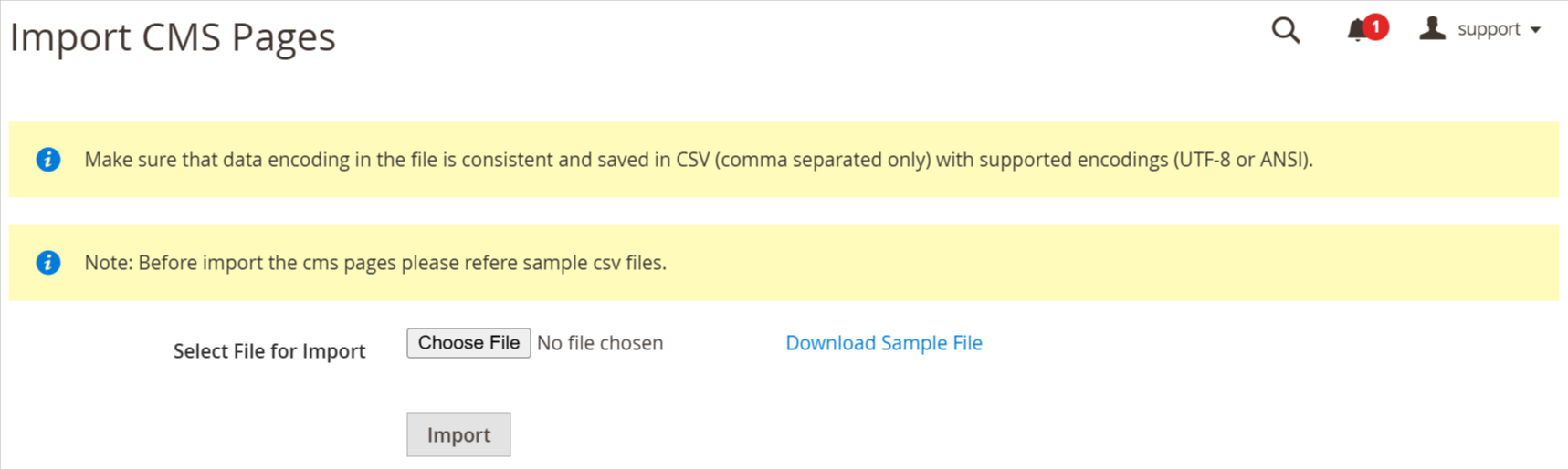 Import CMS Pages
