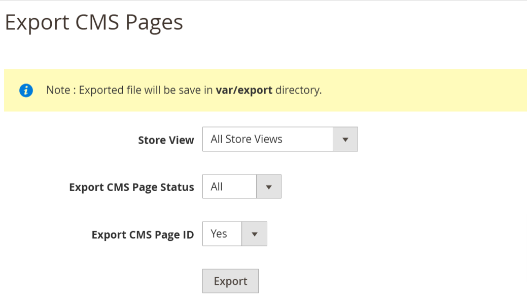 Export CMS Pages