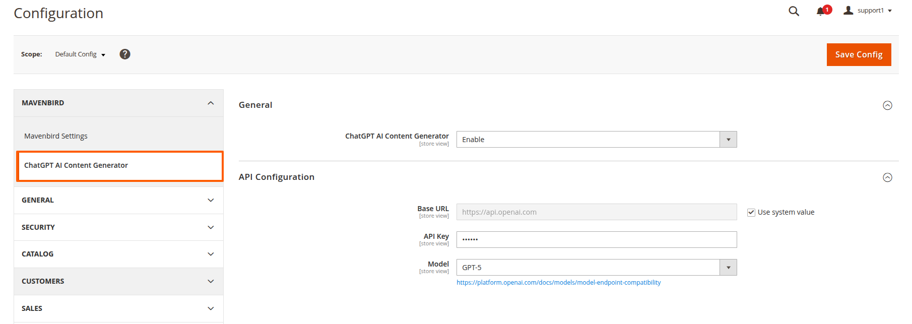 AI Content Generator Configuration