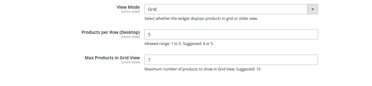 AI Product Recommendation Configuration Fields