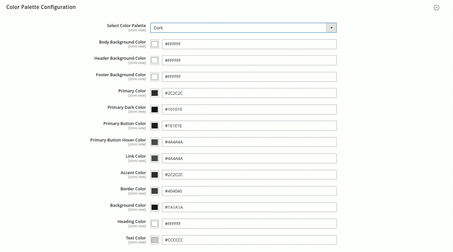 Color Palette Configuration