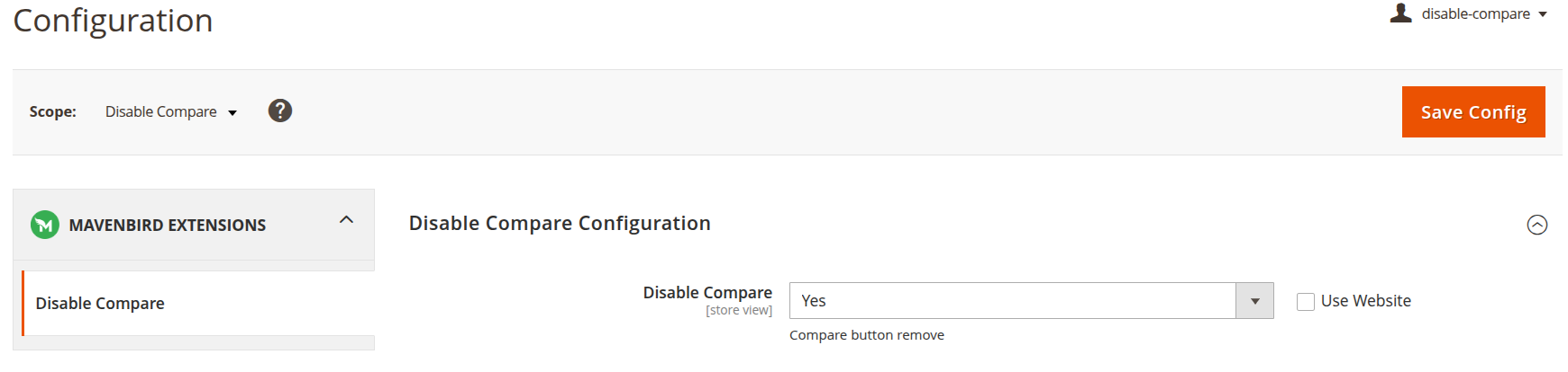 Disable Compare Configuration