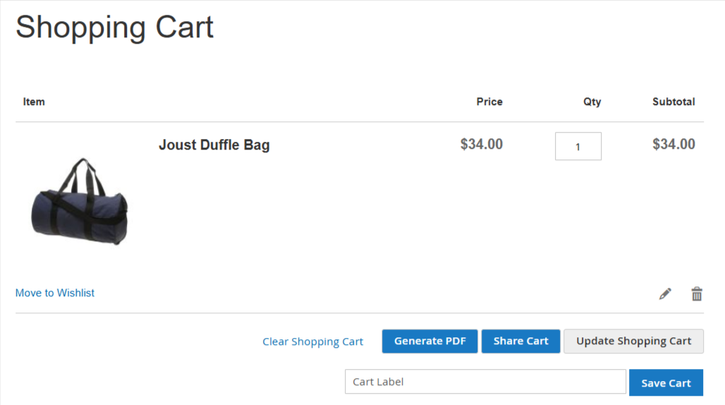 Share Cart Configuration