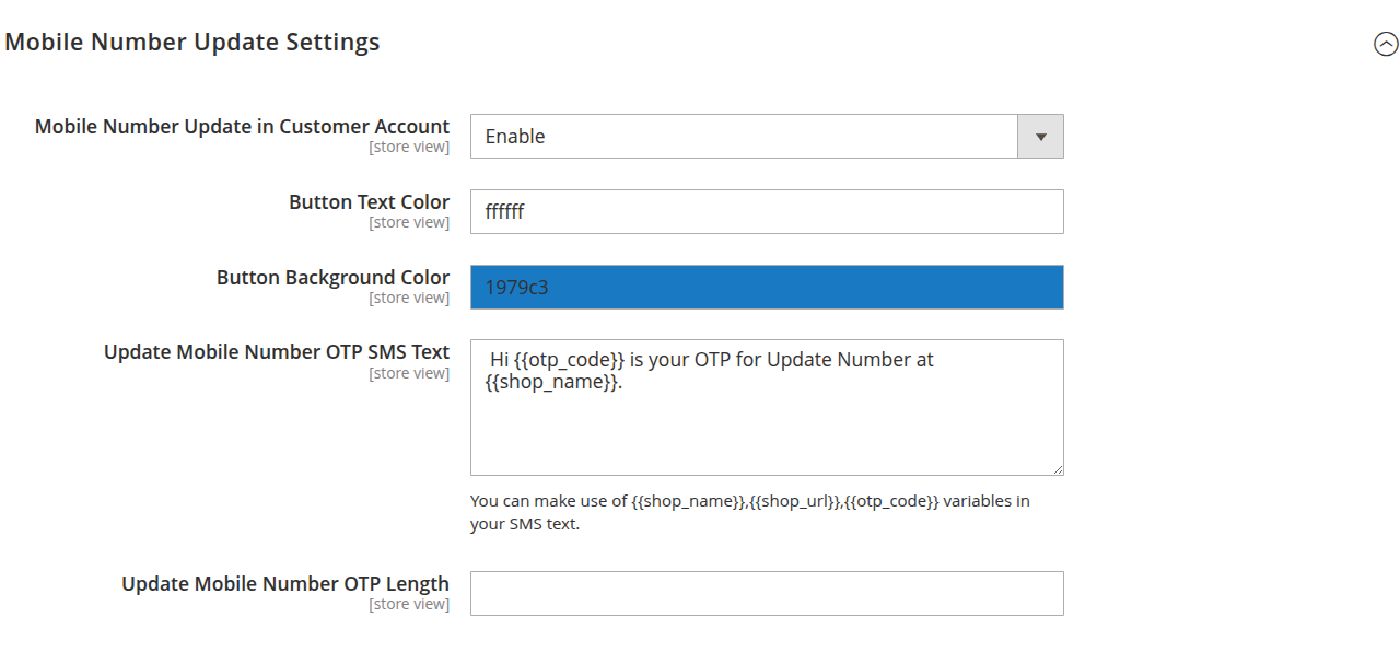SMS Notification Configuration