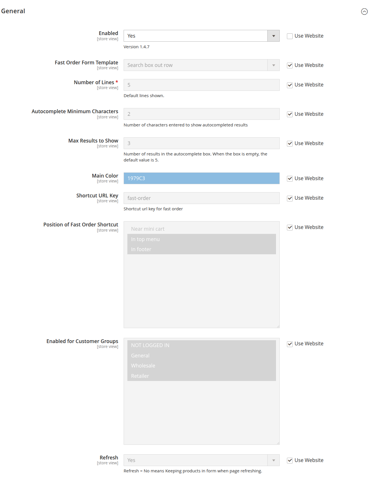 Wholesale Fast Order Configuration