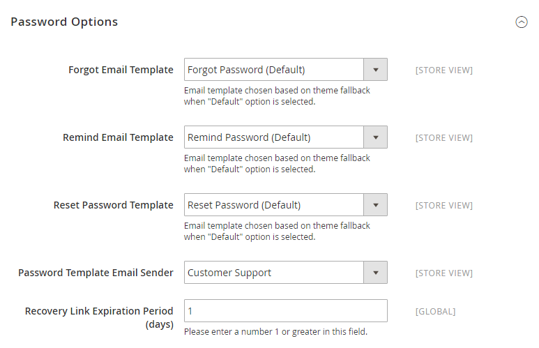 Password Options