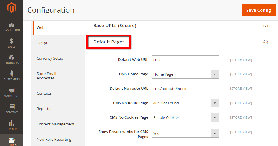 default Pages