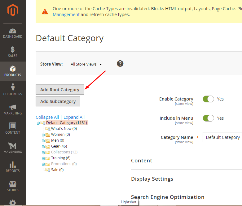 Add Root Category