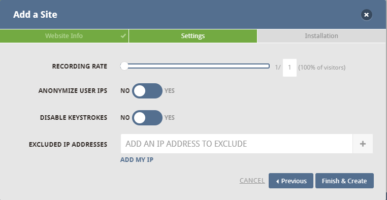 modify the tracking settings