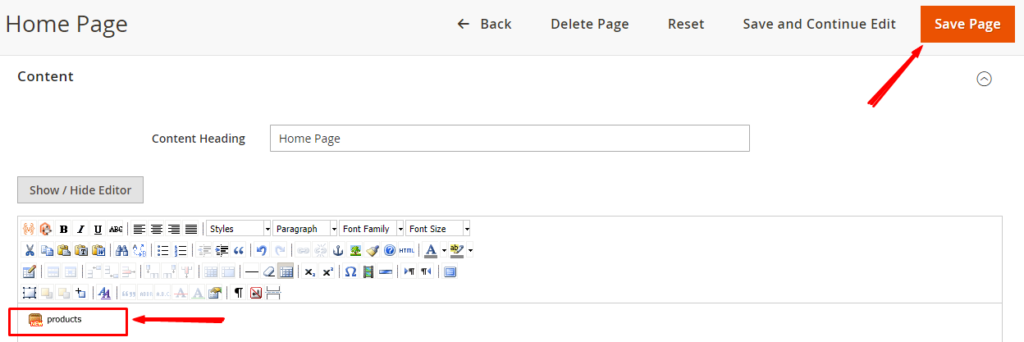 Click on Save page to finish