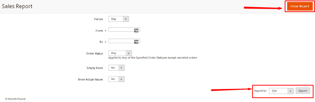 Show or export reports