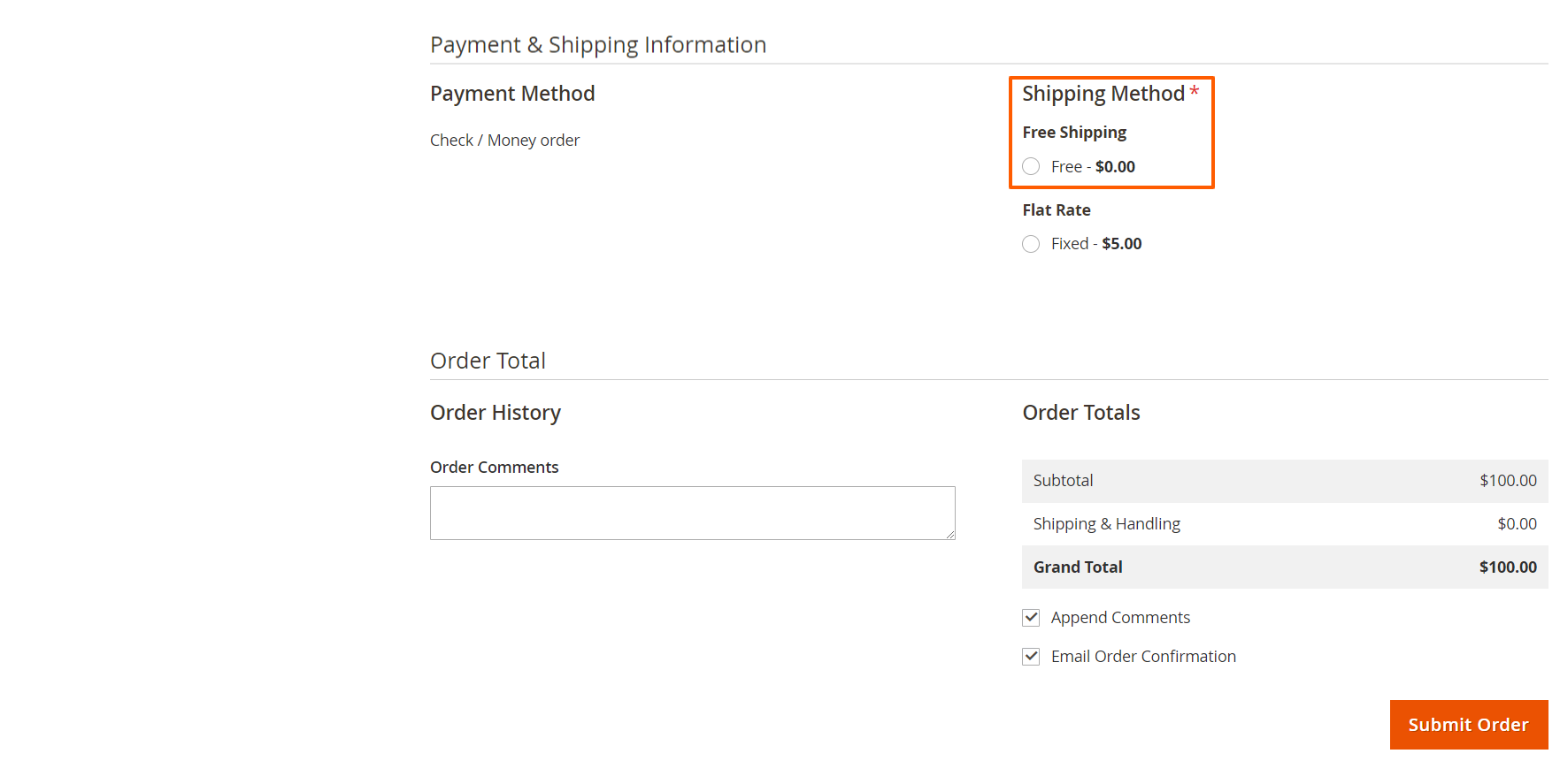Magento 2 Free Shipping Admin Settings