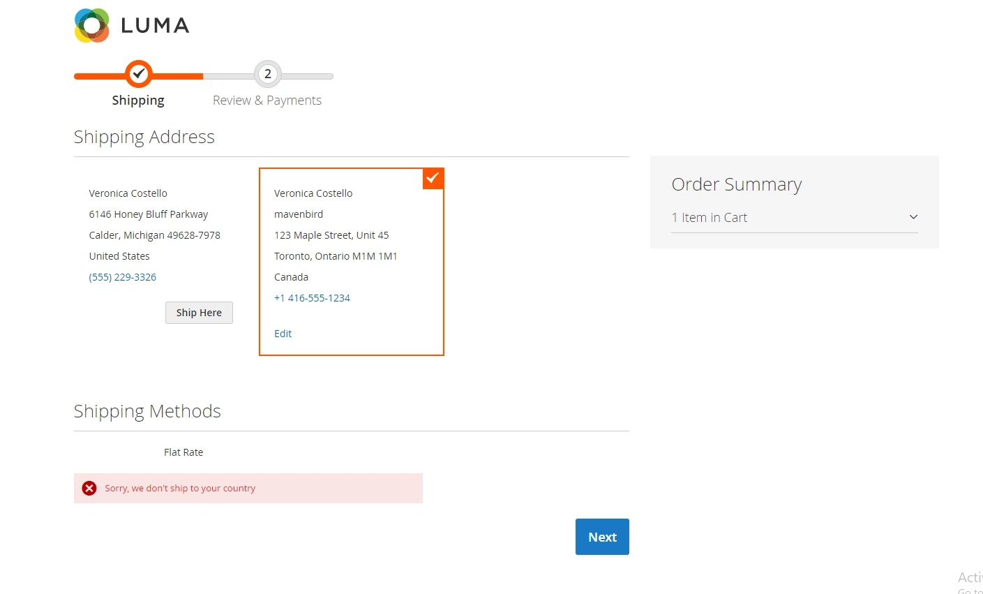 Magento 2 Shipping Restrictions Checkout Example