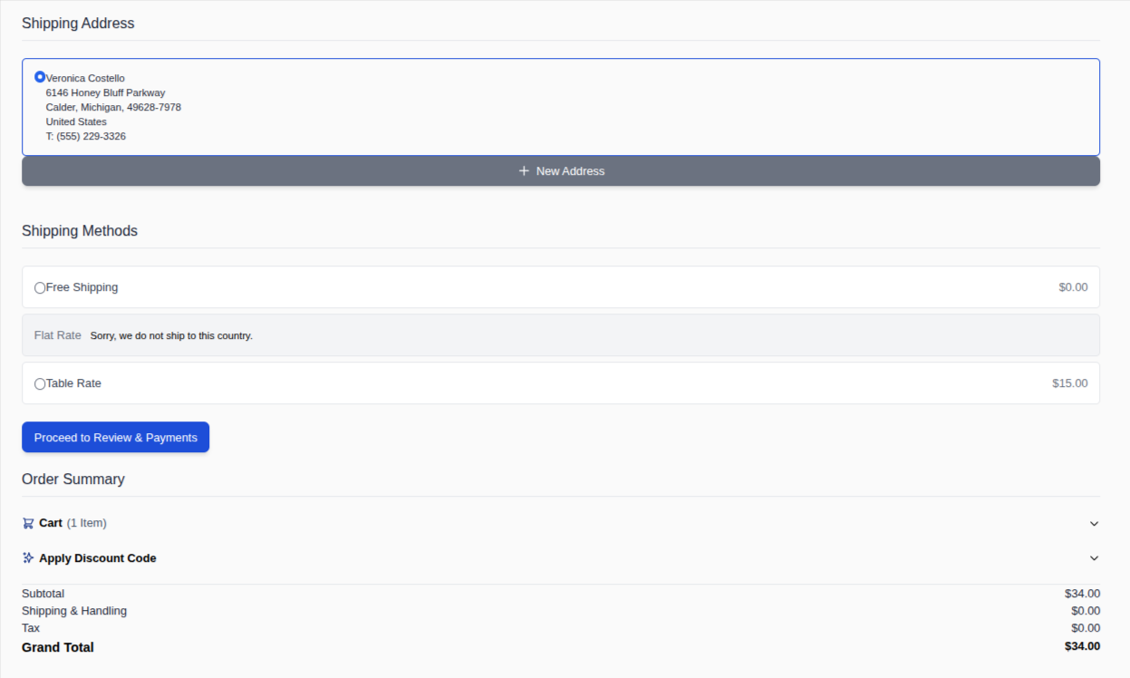 Magento 2 Shipping Restrictions Checkout Example