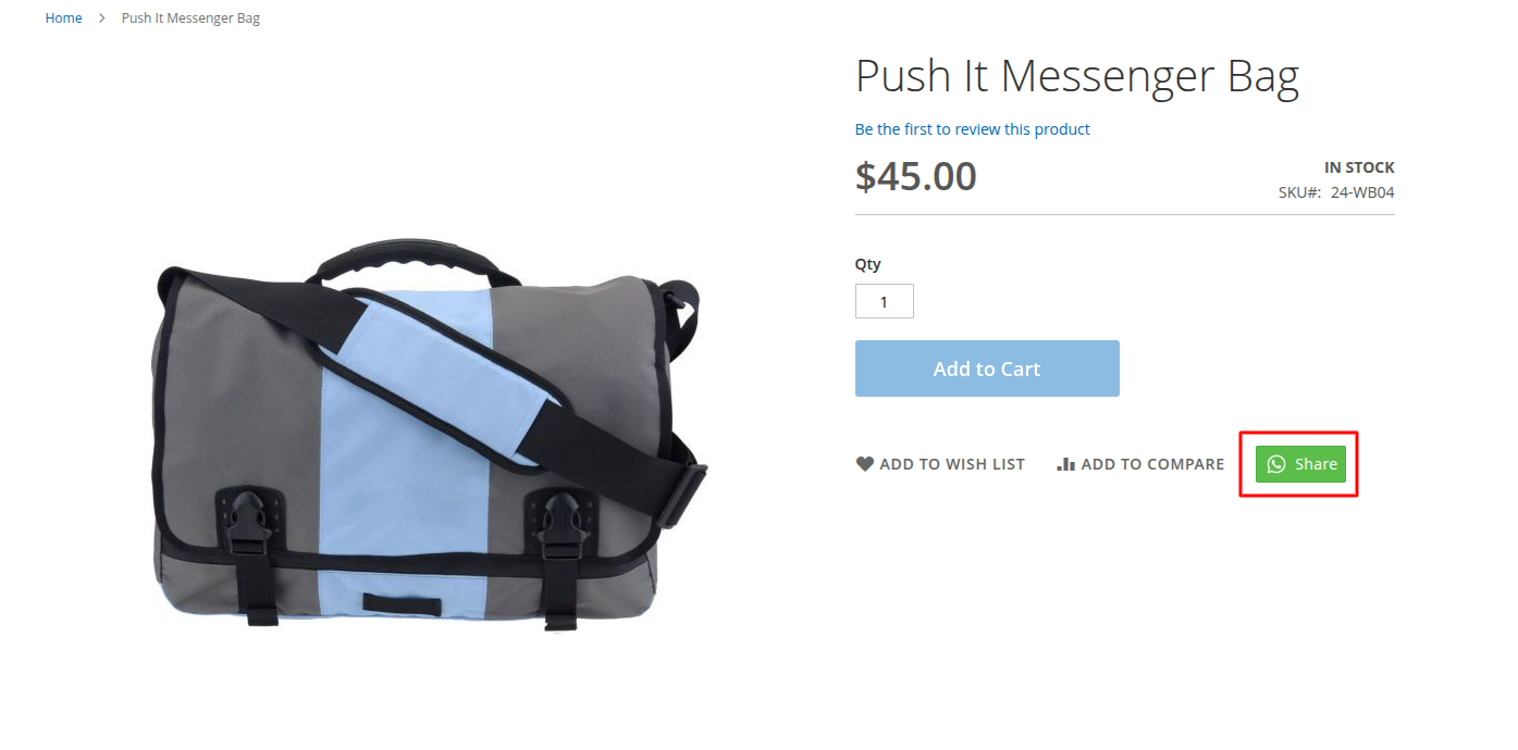 Magento WhatsApp Share Button on Product Page
