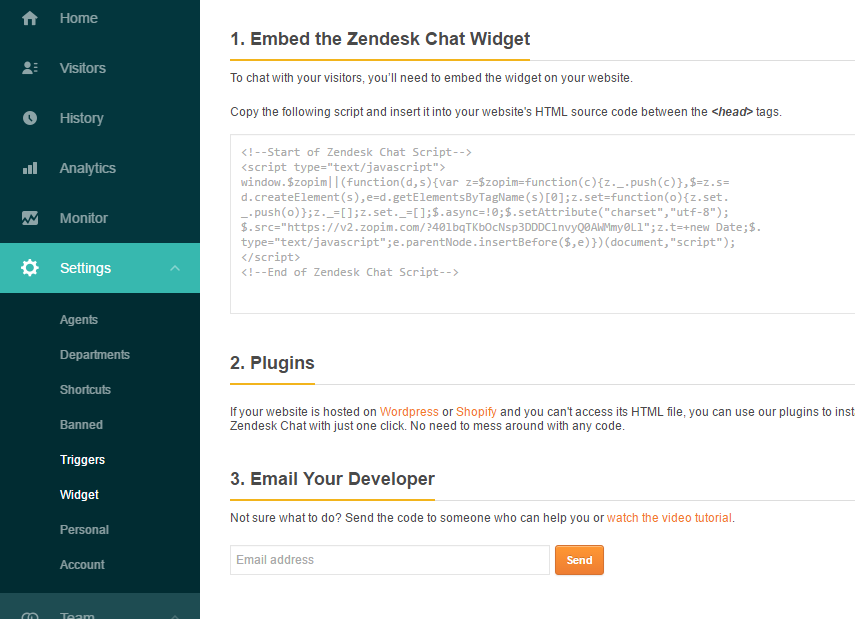 Get Zopim Code
