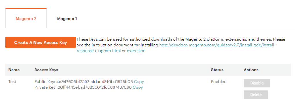 Get Magento Access Keys