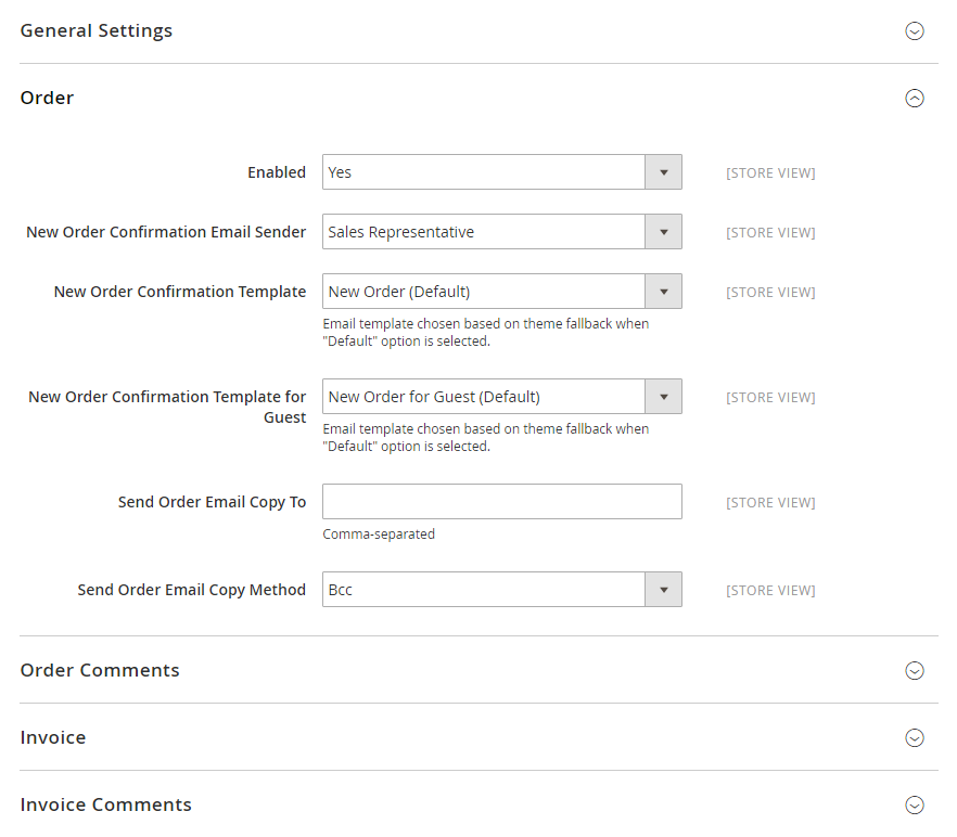 Update the Sales Email Configuration