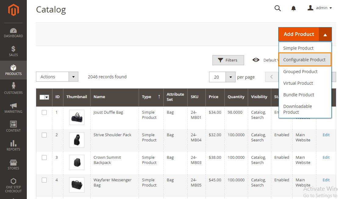Create the Configurable Product