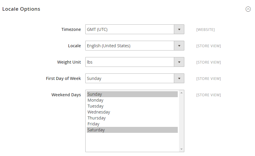 Magento 2 Locale Options