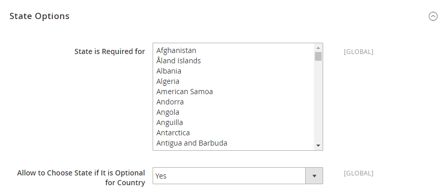 Configure State Options