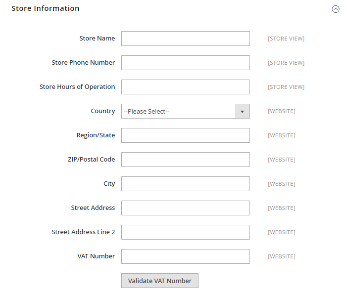 Setup store information