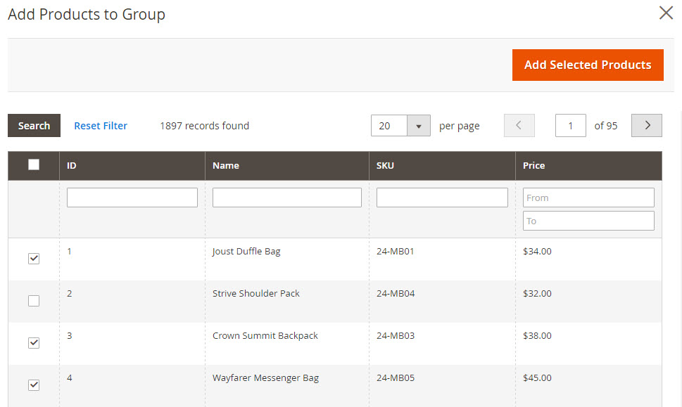 Add the Grouped Products