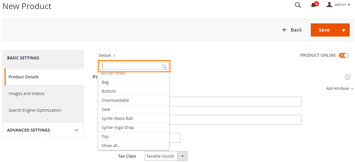 Select the Product Template (Optional)