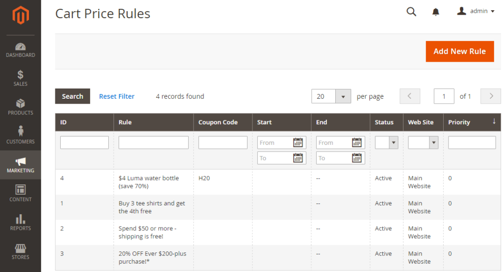 Cart price Rules