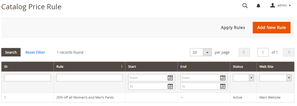 Catalog Price Rule