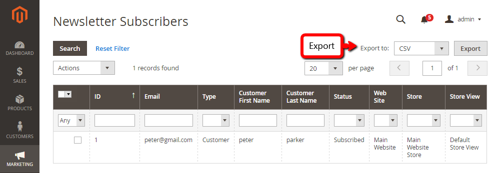 Export Subscription List