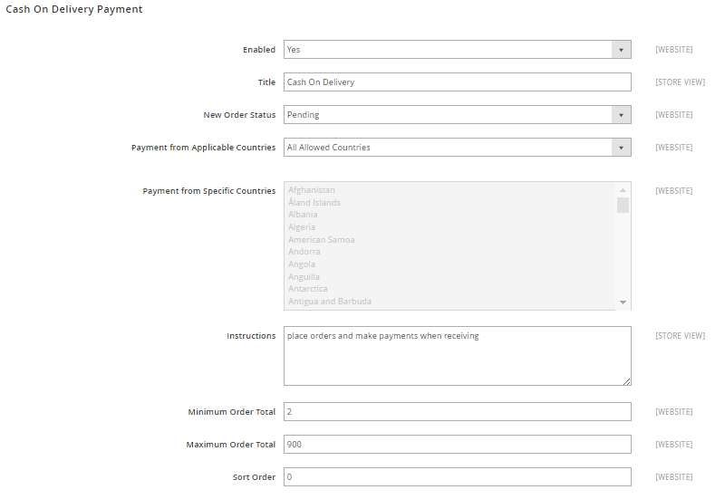 Cash On Delivery Payment Section