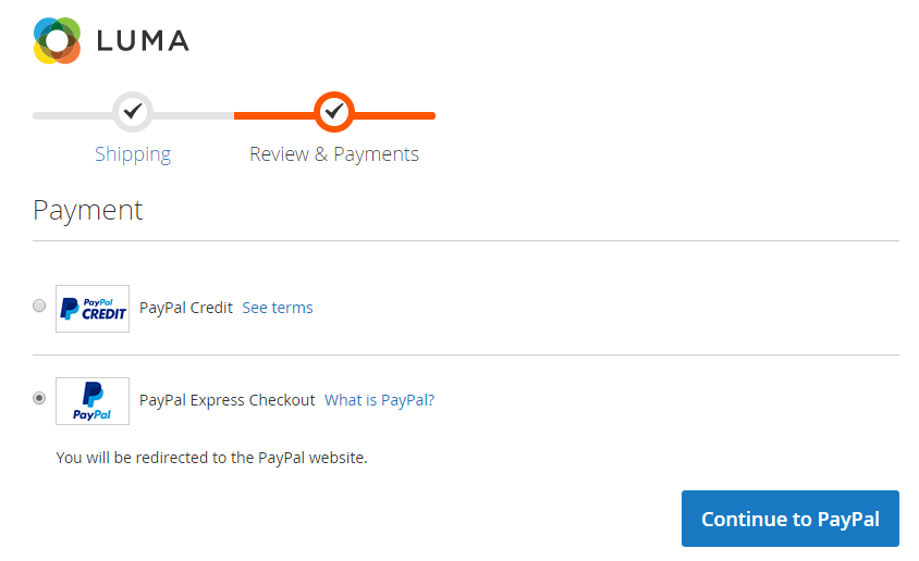 PayPal Express Checkout Payment Method