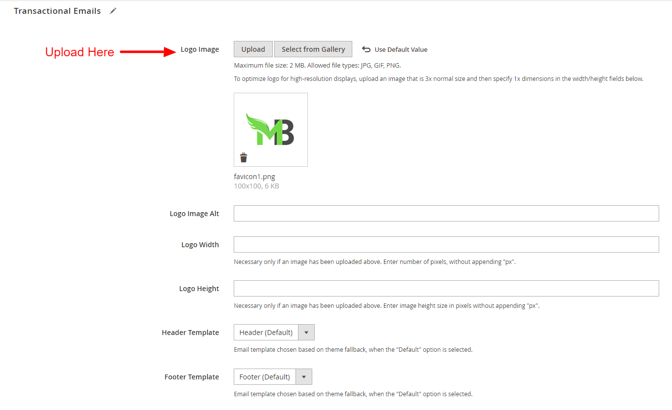 How to select the email logo