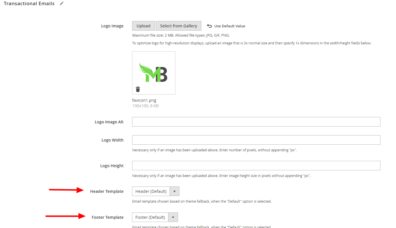 How to select the email logo