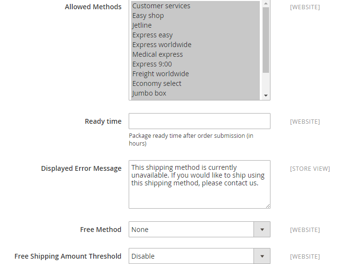 Assign Allowed Methods