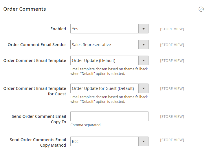 Sales Email configuration