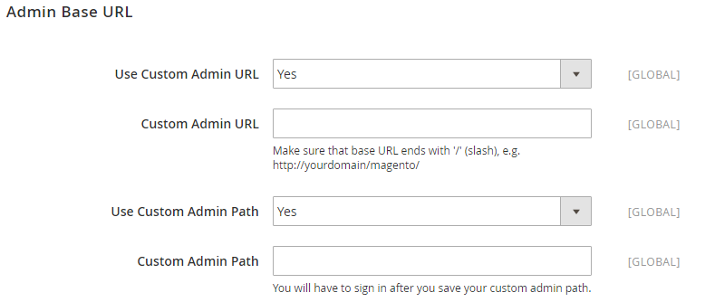 Admin Base URL