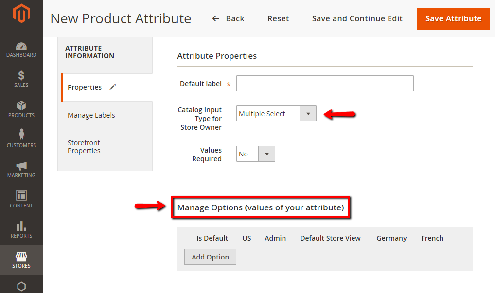 Manage Options