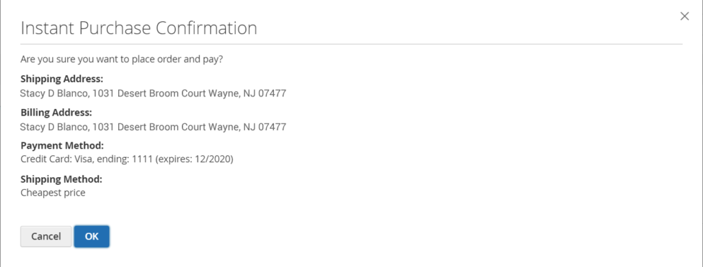 Instant Purchase Confirmation