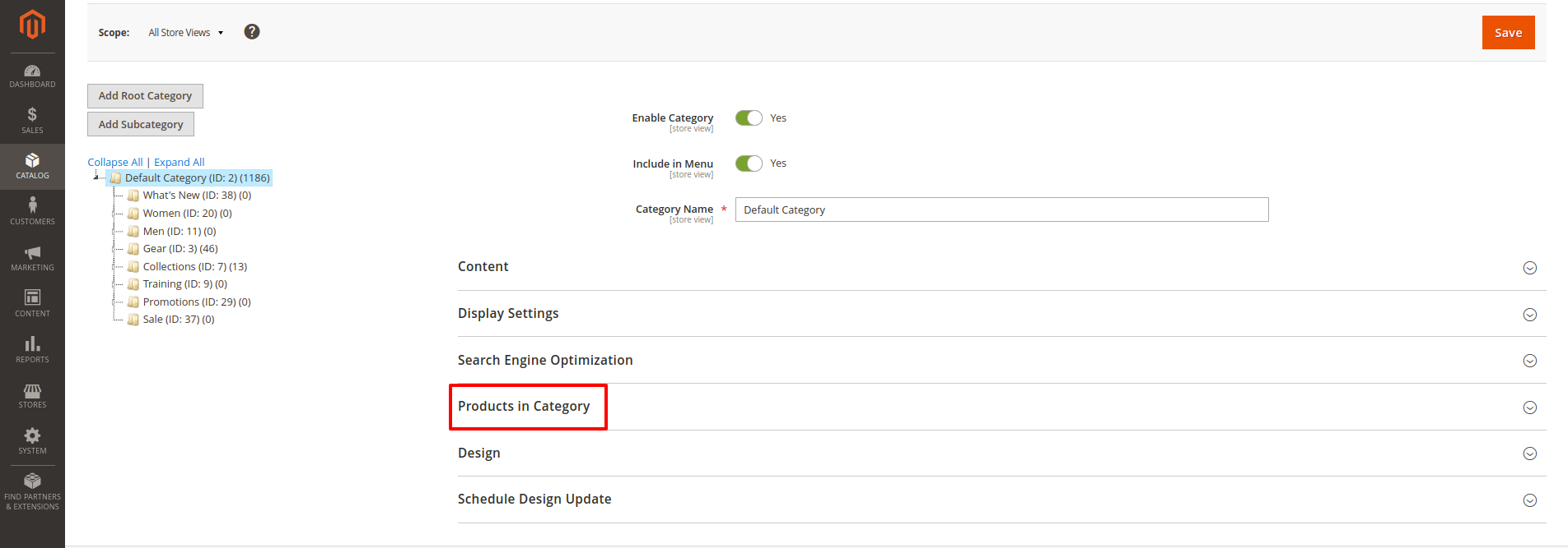 Category page