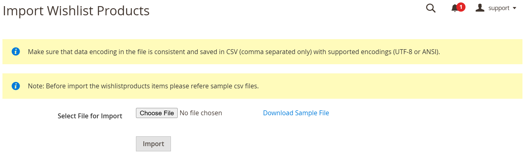 Import_Wishlist_Items Page